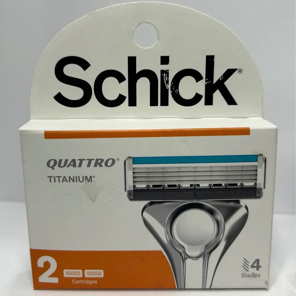 Schick Quattro Titanium 4 Blade Razor Refills 2 Packs of 2 Cartridges Total 4